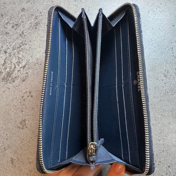 Chanel Blue Exotic Python Leather Wallet Navy Zippy Luxury Designer SHW - Picture 7 of 8